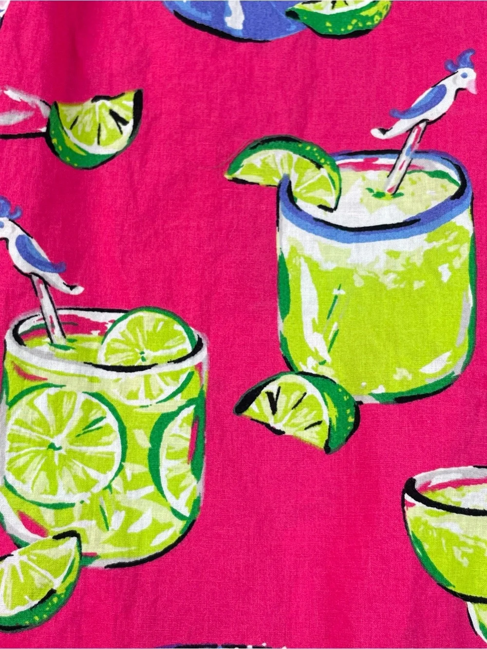 Anthropologie printfresh margarita lime bird pants pockets hot pink small